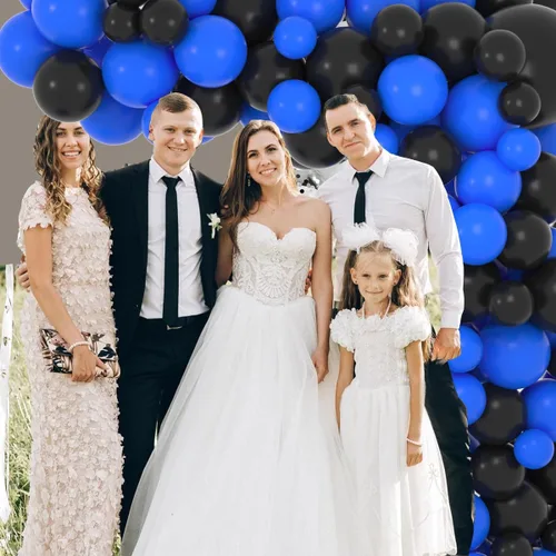 Vista 6 de Kit de arco de guirnalda de globos negros y azules, 122 globos azul real y negro para niños y hombres, cumpleaños, boda, videojuegos, aniversario