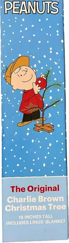 Vista 4 de ProductWorks Árbol de Navidad Charlie Brown de 18 pulgadas con cobija Linus de Peanuts