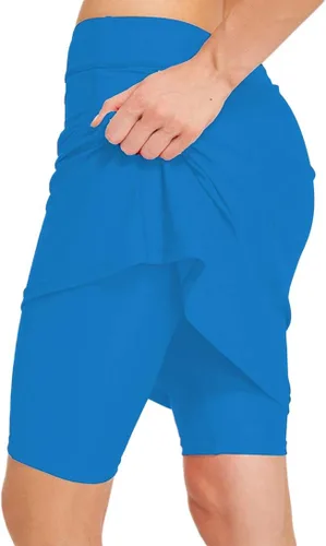 Vista 13 de Pantalones cortos de natación con falda para mujer, protección solar UPF 50+, parte inferior de natación con falda adjunta Negro