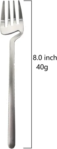 Vista 3 de Juego de cubiertos de 8 piezas Good Dinner Forks colgantes, tenedores de postre de acero inoxidable plateados, 8 pulgadas Tenedores de cena 8pcs