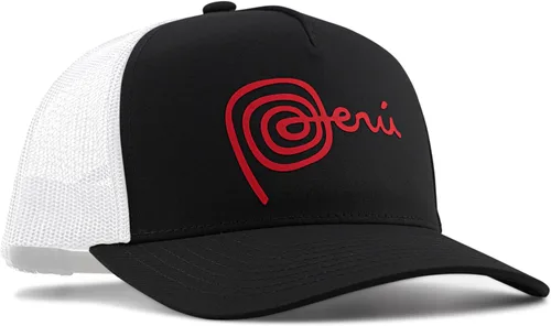 Vista 3 de Gorra Marca Peru — Gorra Snapback Trucker Mesh — Ajustable — Gorras Peruanas Negro/Blanco