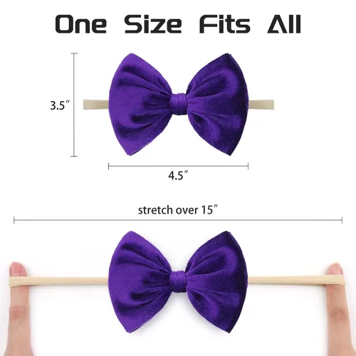 Vista 5 de YanJie Lazos de terciopelo para bebé niña, diademas de nailon suaves para recién nacidos, diademas hechas a mano para bebé, accesorios