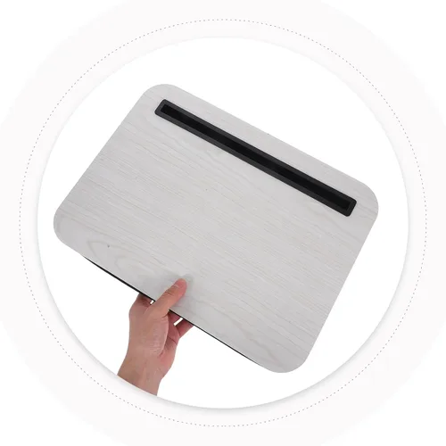 Vista 4 de Elevador portátil ajustable para computadora portátil para cama y sofá, escritorio ergonómico para estudiantes con soporte multiángulo, mesa ligera