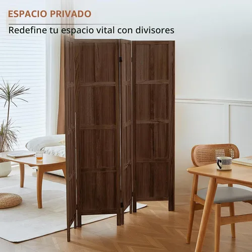 Vista 2 de Pared divisora de habitación de 4 paneles, pantalla de privacidad plegable de 5.6 pies de alto, divisor de partición para separación