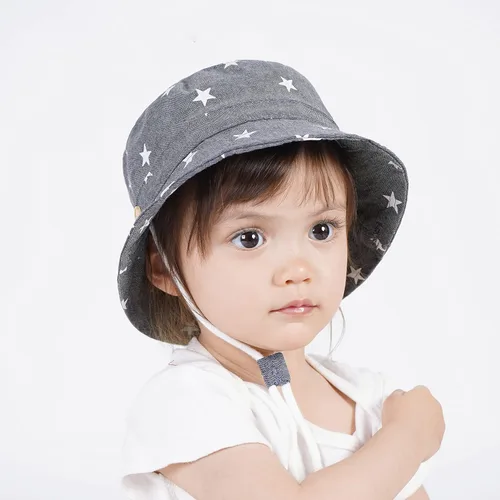 Vista 4 de Sombrero de protección solar para bebé, ala ancha, sombrero de playa para niños y niñas, gorra ajustable para niños