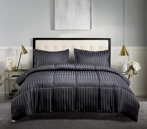 Vista 30 de Blue Ridge Home Fashions Kathy Ireland-Essentials - Juego de edredón reversible de 3 piezas de microfibra con diseño de damasco, color chocolate