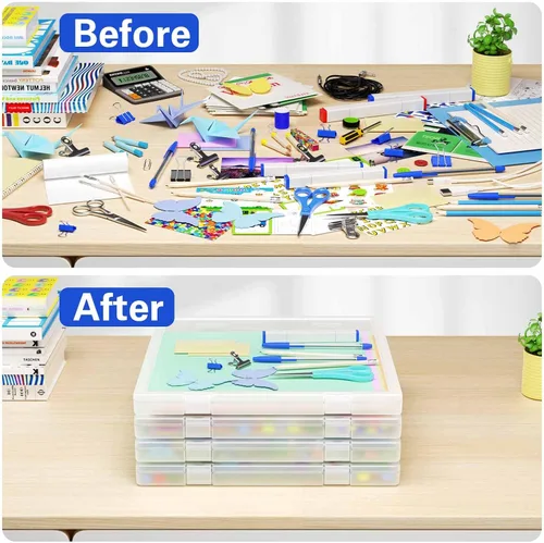Vista 4 de Denkee Almacenamiento de papel de 12 x 12, paquete de 4 organizadores de papel para álbumes de recortes, caja organizadora de manualidades