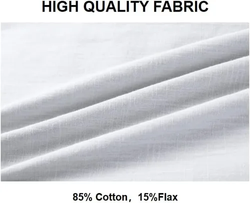 Vista 3 de Camisa casual de lino con botones de manga corta para hombre, para verano, playa, algodón con cuello de lanza
