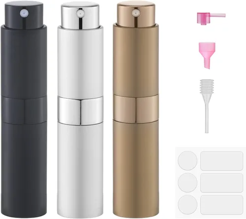 Vista 20 de Fusupak Atomizador de Perfume para Viaje Botella Recargable: Vaporizador de Colonia Portátil para Hombres - Mini Vaporizador Vacío para Recarga
