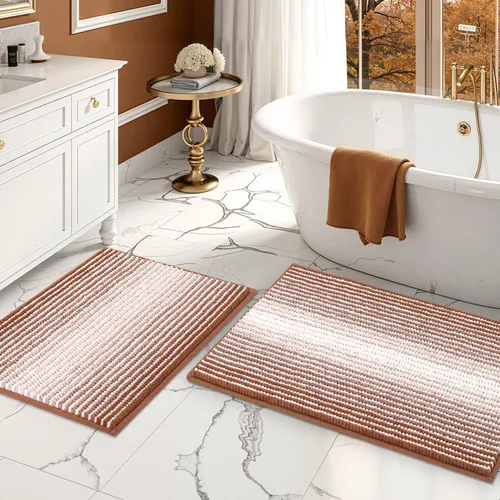 Vista 7 de BSICPRO Tapetes de baño de felpilla, 20 x 32 pulgadas, antideslizantes, absorbentes, suaves, peludos, para baño, lavables a máquina (salvia)