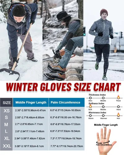 Vista 6 de RIGWARL Guantes de invierno impermeables para clima frío de 40 F a 65 F para hombres y mujeres, pantalla táctil
