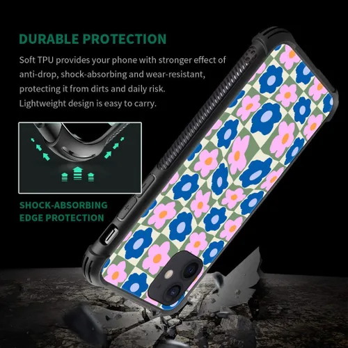 Vista 3 de Funda protectora de poliuretano termoplástico resistente a los arañazos y a los golpes, compatible con iPhone 11 de 6.1 pulgadas, diseño de flores