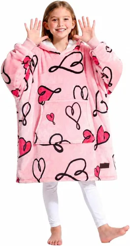 Vista 15 de Catalonia Sudadera tipo manta con capucha para niños, sudadera de sherpa extragrande para adolescentes jóvenes, idea de regalo Dual-Layer Design