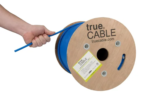 Vista 12 de TRUE CABLE Cable Ethernet a granel de elevación blindada Cat6 (CMR), 1000 pies, negro, cobre desnudo sólido 23 AWG, 550 MHz, escudo total de papel