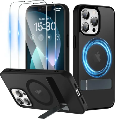 Vista 9 de Magsafe - Funda magnética para iPhone 13 de 6.1 pulgadas, soporte delgado con protector de pantalla compatible con Magsafe a prueba de golpes, Negro