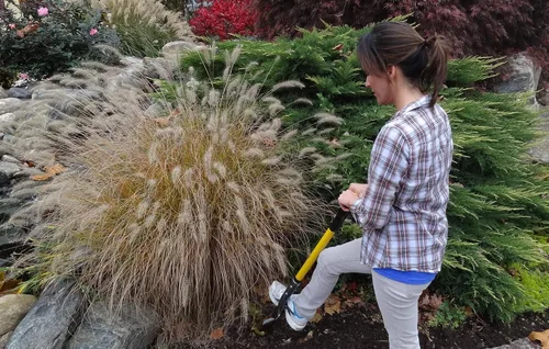 Vista 4 de Pala punta de lanza – pala reforzada con fibra de vidrio para jardinería con mango acolchado - pala galardonada, Amarillo