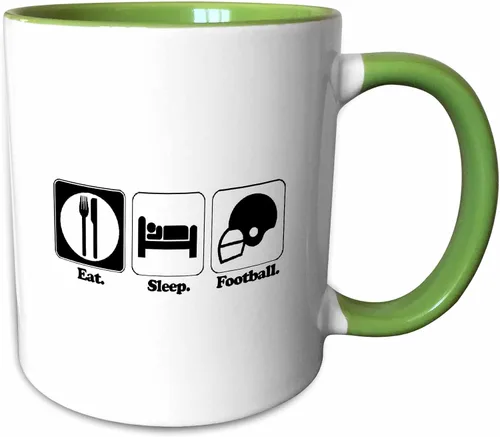 Vista 12 de 3dRose Funny Hobby Lifestyle Design Eat Sleep Football 15oz Two-Tone Black Mug