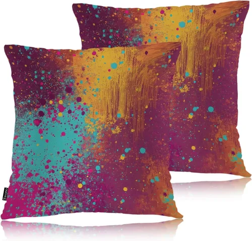 Vista 31 de Swono Juego de 2 fundas de almohada cuadradas decorativas de 18 x 18 pulgadas, bolas de Navidad de Año Nuevo, juego de 2 fundas de almohada