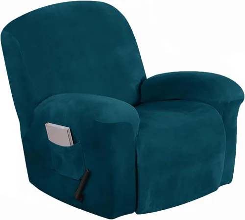Vista 21 de Aedlcal Fundas para sofá reclinable, 10 piezas, fundas de sofá reclinable de felpa de terciopelo con consola central, con bolsillo lateral