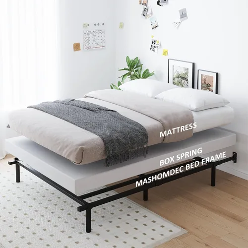 Vista 7 de Twin Metal Bed Frame, 7 Inch Low Heavy Duty Platform Bed Frames Twin Size for Box Spring and Mattress, Easy Assembly, Noise-Free, Adjustable, Black