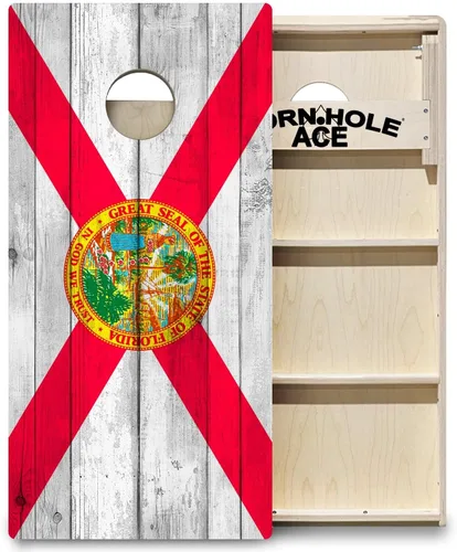 Vista 11 de CornholeAce ACE PRO State Flags Professional Cornhole Boards - No Bounce! Triple Wide Legs, 3/4" Baltic Birch Plywood, Handles, Regulation Size Texas