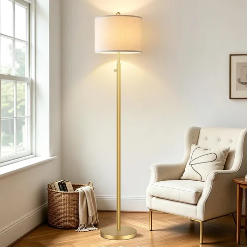 Vista 6 de Nintiue 【Actualizado】 Lámpara de pie regulable para sala de estar, bombilla LED de 11W incluida, lámpara de pie moderna, lámpara de pie alta