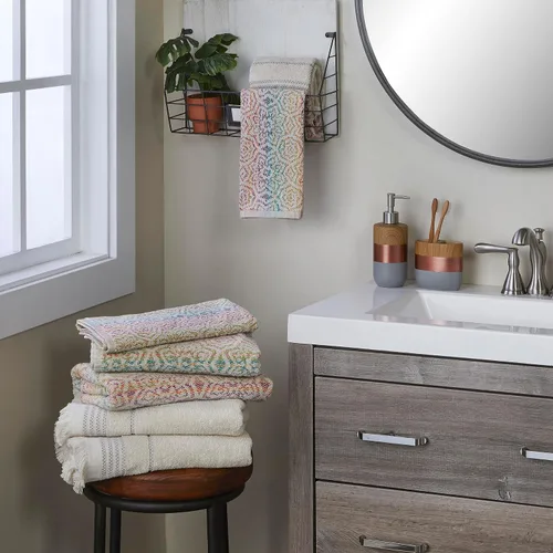 Vista 7 de SKL Home Rhapsody - Juego de 2 toallas de baño, 2 toallas de mano, multicolor