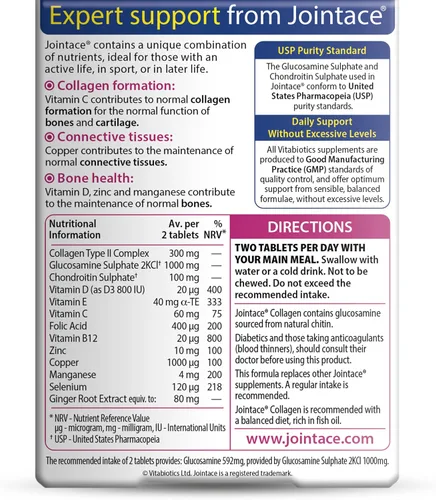 Vista 2 de Vitabiotics Jointace - Tabletas de colágeno 30 cápsulas