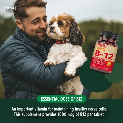 Vista 6 de DEVA Suplemento vegano de disolución rápida de vitamina B12, complejo una vez al día con 1000 Mcg de metilcobalamina B12, ácido fólico, B6 - Sabor a