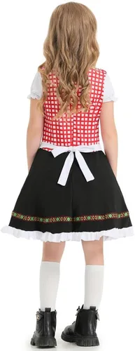 Vista 4 de FYMNSI Disfraz de Oktoberfest para niñas y niñas, vestido tradicional de tirolesa bávara bávara con delantal, disfraz de festival de cerveza