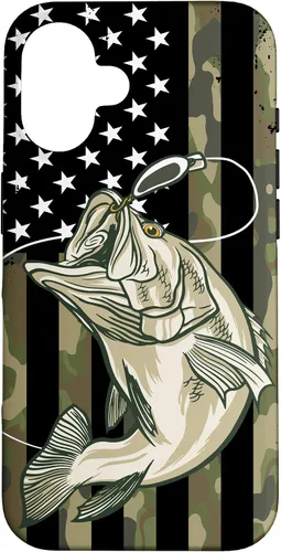 Vista 14 de Fishing Camouflage US American Flag Bass Fish Fisherman Camo Case for iPhone 17