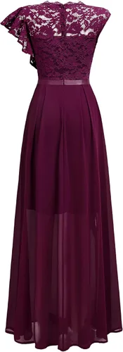 Vista 5 de Miusol Vestido largo formal de encaje floral con volantes para dama de honor