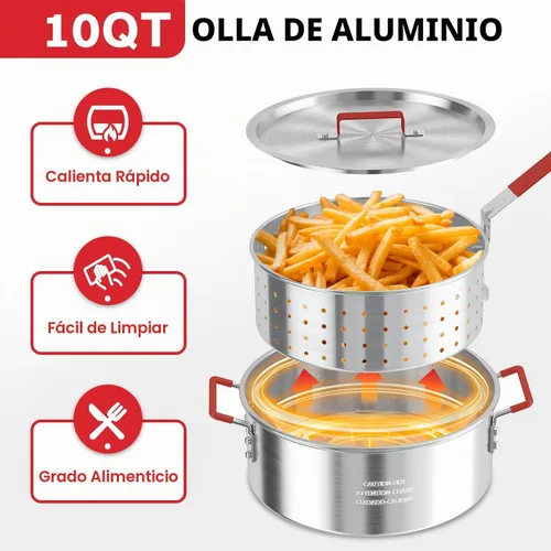 Vista 4 de Freidora de pescado de propano para exteriores de 10 cuartos Quemador de propano de 50,000 BTU