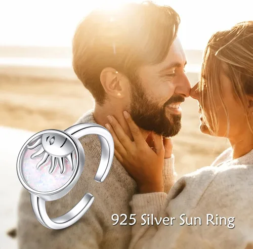 Vista 6 de YFN Anillos de plata de ley con diseño de animales, anillos abiertos ajustables, regalos de joyería para mujeres y hombres