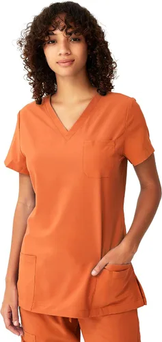 Vista 12 de floralhue Uniformes médicos para mujeres, blusas de uniforme médico suaves con cuello en V, uniforme médico elástico con 4 bolsillos, transpirable