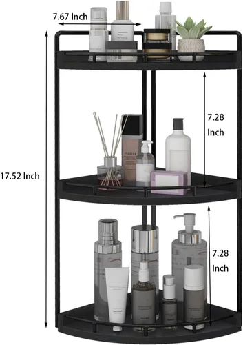 Vista 3 de Dorhors Organizador de baño esquinero de 3 niveles para almacenamiento, bandeja de tocador, organizador de encimera de madera para cocina, baño