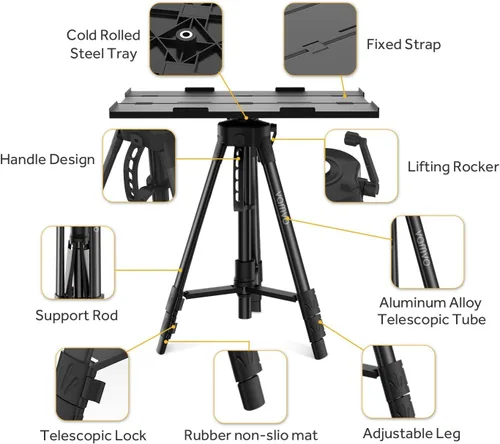Vista 10 de Vamvo Soporte para proyector, soporte ajustable portátil para proyector, soportes de trípode de aluminio, soporte de piso, soportes para laptop