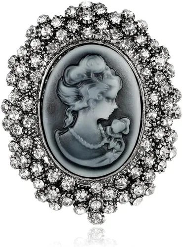 Vista 23 de LUREME Vintage Elegante Dama Victoriana Belleza Cameo con Broche de Cristal Pin (br000017)