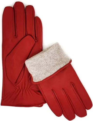 Vista 5 de ZLUXURQ Guantes de cuero suave italiano de lujo para mujer, guantes de piel de oveja genuina para mujer, guantes de clima frío con forro de cachemira