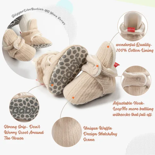 Vista 142 de Botines de forro polar para bebés, niños y niñas, pantuflas antideslizantes con agarre suave, zapatos de calcetín para recién nacidos, cuna