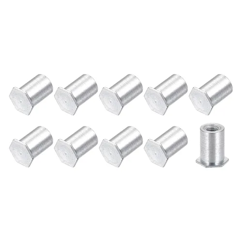 Vista 7 de METALLIXITY Tuercas autoadhesivas (M3), 100 unidades, cabeza hexagonal de acero al carbono, tuercas de inserción roscadas, para sujetadores