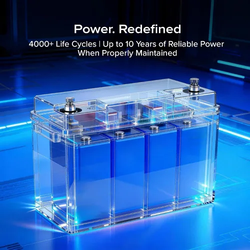 Vista 2 de Paquete de 2 baterías recargables ECI Power LiFePO4 de litio de 12 V 100 Ah Bluetooth 5000 ciclos de vida y 10 años de vida útil BMS integrado