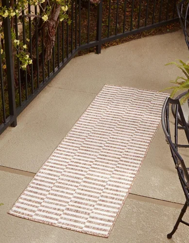 Vista 12 de Unique Loom Outdoor Striped Collection - Alfombra a rayas (4' 1" x 6' 1" Rectángulo, azul/marfil)