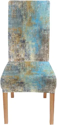 Vista 82 de TOMWISH Juego de 2 fundas para sillas de comedor, color turquesa y gris, fundas elásticas para sillas Parsons, de elastano, lavables, protectores