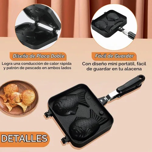 Vista 5 de MAOPINER Taiyaki - Molde para tartas con forma de pez, waffle, molde doble para panqueques en forma de pez, para el hogar, bricolaje, cocina