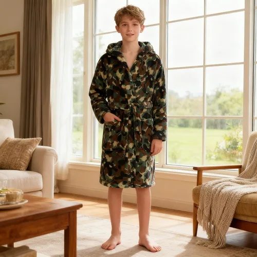 Vista 179 de E.W Apparel Bata de baño de forro polar con capucha para niños, bata suave y mullida para niños pequeños