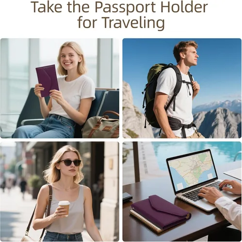 Vista 51 de Zoppen - Billetera de viaje con bloqueo RFID multiusos (Ver.4) Portatarjetas de pasaporte y vacunas, organizador de documentos de tres pliegues