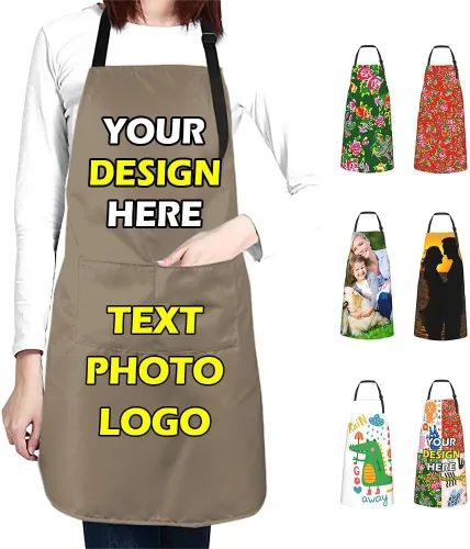 Vista 15 de Delantales impermeables personalizados para diseñar tu propia imagen, logotipo, texto, añadir fotos, delantal para cocinar hornear, 33 x 27.5