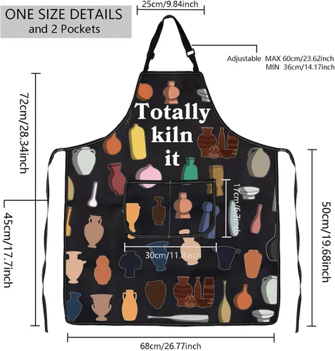 Vista 2 de MBMSO Delantal de artista de cerámica 'Totally Kiln It' - Regalo para hacer cerámica con bolsillo para los amantes de la cerámica