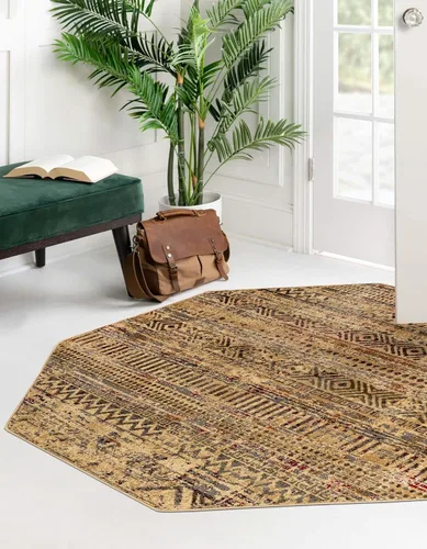 Vista 11 de Unique Loom Saturn Collection Alfombra de área - Relay (Runner 2' 2" x 5' 0", Beige/Gris)